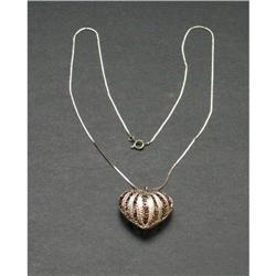 Sterling Silver Filigree Heart Pendant & Chain #2073986