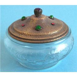 Dermay Glass Jeweled Brass & Glass Dresser Jar #2073996