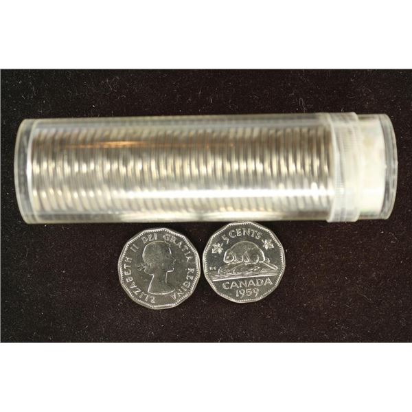 ROLL OF 40-1959 CANADA 5 CENTS BRILLIANT UNC