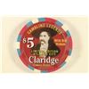 Image 2 : $5 CLARIDGE CASINO HOTEL GAMBLING LEGENDS