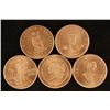 Image 1 : 5 ASSORTED  PATRICK MINT HALF OUNCE COPPER ROUNDS