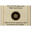 Image 3 : 2012 CANADA $10 FINE SILVER COIN MAPLE LEAF