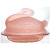 Image 1 : Pink Elegant Depression Glass Swan Butter Dish #2014824