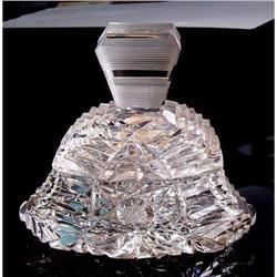 CZECH ART DECO CUT CRYSTAL POWDER BOX #2025086