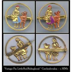 (3) RARE VINTAGE LITTLE RED RIDING HOOD PINS #2025103