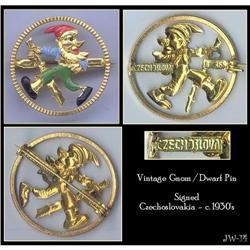 (3) RARE 1930's VINTAGE  DISNEYANA GNOM PINS #2025104