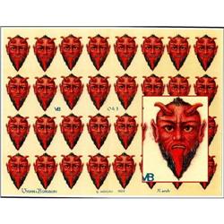 3 RARE UNCUT OLD SCRAP SHEETS RED DEVIL HEAD#2025112