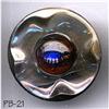 Image 1 : ANTIQUE 2pc LG 1-1/4" PEACOCK EYE BUTTON PB021 #2025368