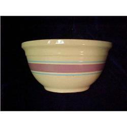 10 inch Yellow Ware Mixing Bowl with pink #2025574