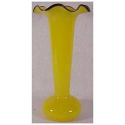 Czechoslovakian solid yellow vase with applied #2025842