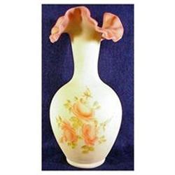 Fenton Autumn Leaves / Rose Burmese 10  Vase  #2025845