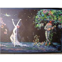 old vintage 1920s ART DECO HARLEQUIN print #2025896