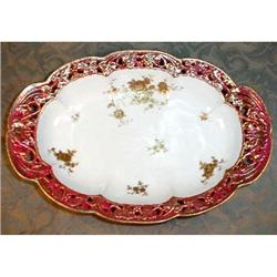 GERMAN Pierced BOWL Purple w/ Gold FLOWERS #2026180