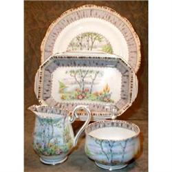 R Albert SILVER Birch Creamer+Sugar+Tray+Plate #2026255