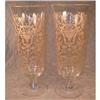 Image 1 : GOLD Etched VASES Elegant GLASS Roses - Pair - #2026286
