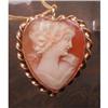 Image 1 : HEART Cameo PENDANT Pin 10K GOLD -VINTAGE- #2026325