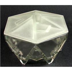 MODERNE Green Frosted and Crystal Powder Jar #2039318