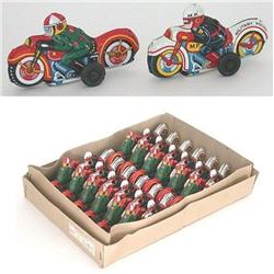 24 old vintage TIN LITHO MOTORCYCLE toys in box#2039610
