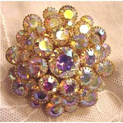 40's 3 Tier Aurora Borealis Rhinestone BROOCH #2051313