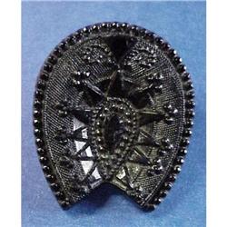 Victorian Black Jet Brooch HORSESHOE #2051318