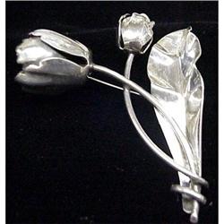 LARGE STERLING BROOCH - SILVER TULIPS #2051325