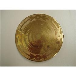 Large ANTIQUE GOLD TONE POWDER COMPACT #2051337