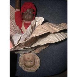 12" Early Black & White Molded Face Topsy-Turvy#2051358