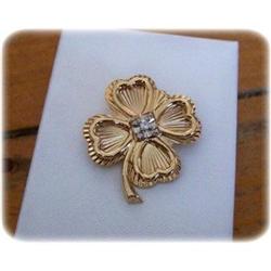 1940's 4 Leaf Clover 10k Brooch w/Diamonds #2051372