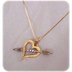 14k & Platinum Open Heart w/Arrow, Diamonds #2051374