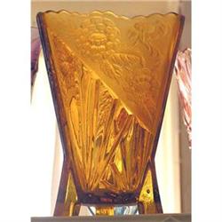 Sowerby DAISY Amber Art Deco Glass Vase #2051502