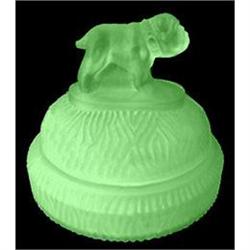 SPIKE Bulldog Green Frosted Glass Powder Jar #2051602