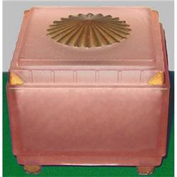 SUNBURST Pink Satin Glass Art Deco Powder Jar #2051611