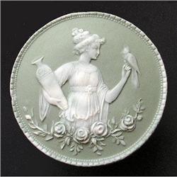 Schafer & Vater Girl and Parrot Jasperware Jar #2051624