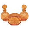 Image 1 : Peach Pink Depression Glass Art Deco Vanity Set#2051647