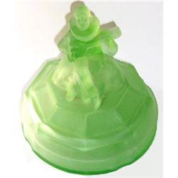 Green MINSTREL Satin Glass Art Deco Dresser Jar#2051671