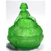 Image 1 : DOLLY SISTERS Green Satin Glass Dresser Jar #2051683