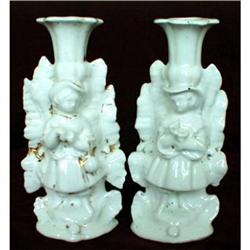 STAFFORDSHIRE Candlesticks Boy & Girl - ANTIQUE#2051730