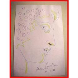 1962 Numbered Jean Cocteau Male Profile Print #2051735