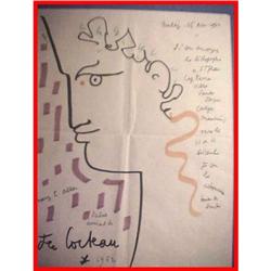 1962 Jean Cocteau French Profile Drawing #2051736