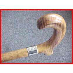 Vintage Handmade Metal Band Wood Cane #2051749