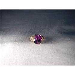Estate 14K WG White Gold Filigree Amethyst Ring#2051760