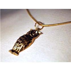 Beautiful Estate 14K YG Yellow Gold Owl Pendant#2051770