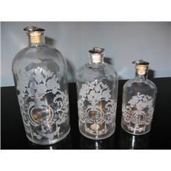 Etched glass Bottles with metal cork toppers! #2051771