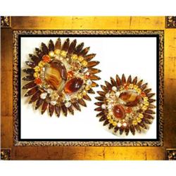 Vintage Schreiner 3? Glass RS  CLUSTER Brooch #2051772