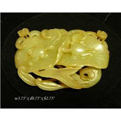 Vintage Chinese White Jade Lotus Turtles #2051849
