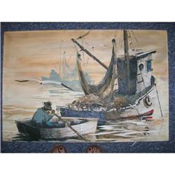 Charles Beauvais Fish Boat Painting #2051873