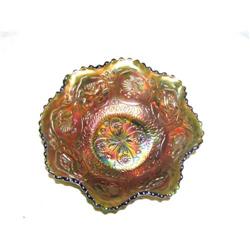 Fenton Dragon & Lotus Spatula Footed Green Bowl#2051887