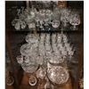 Image 1 : Three shelves of assorted crystalware pcs. - stemware/ bowls/ plates/ pitcher/ vase etc. - 47 pcs.