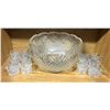 Image 1 : Vintage pressed glass 13 pc. punch bowl & cups set