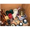 Image 2 : Shelf lot of assorted household decorations - candles/ cooking oils etc.